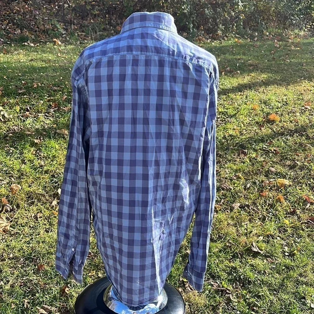 J.Crew light weight button down shirt, color is blue, size large